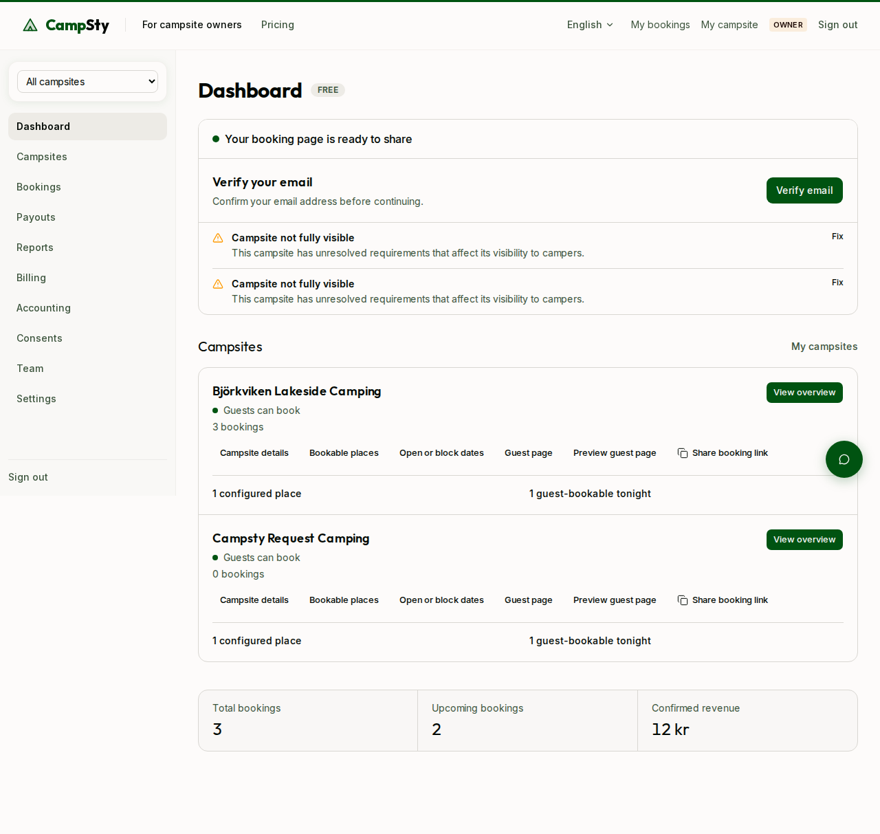 Verifierad dashboard
